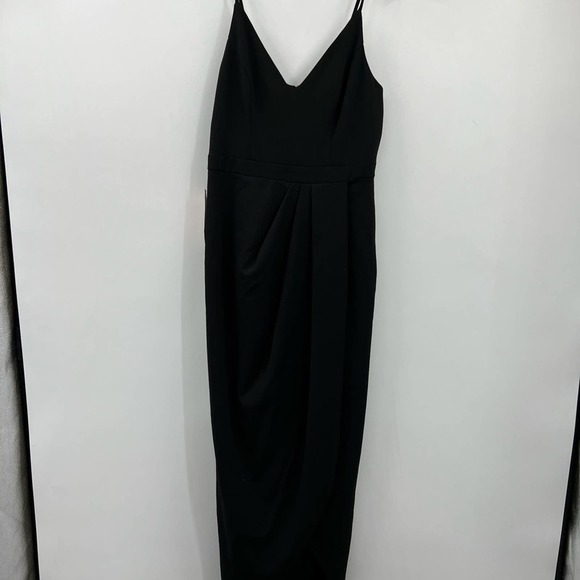 BHLDN Caron Crepe Dress Size 10 Black Crepe V-neck Tulip Sleeveless Dress - Picture 2 of 9